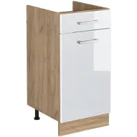 Vicco Keukenonderkast R-Line, Wit Hoogglans/Goudkleurig Eiken, 40 cm zonder werkblad