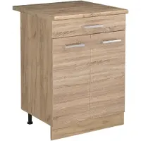Vicco Keukenonderkast R-Line Sonoma/Goudkleurig Eiken 60 cm met lade goudkleurig eiken werkblad, Model 61224