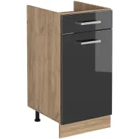 Vicco Keukenonderkast R-Line Antraciet Hoogglans/Goudkleurig Eiken 40 cm zonder werkblad, Model 61138