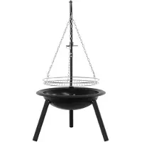 vidaXL Vuurkorf met verstelbaar grillrooster ⌀55,5 x 107,5 cm Staal