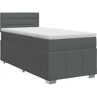 vidaXL Boxspringbed met matras, donkergrijs, 90 x 190 cm, gestoffeerd