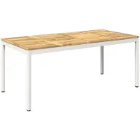 vidaXL Tuin Eettafel Wit 147 x 88,5 x 75 cm Massief Acacia Hout