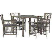 vidaXL Buiten Eettafel Set 5 st Grijs poly rattan