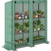Outsunny - Foliekas - Kunststof - 144L x 48B x 152H cm - Groen