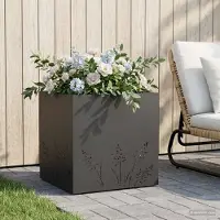 vidaXL Plantenbak Zwart 50 x 50 x 49 cm Koudgewalst staal