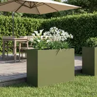 vidaXL Plantenbak Olijfgroen 60 x 30 x 40 cm Koudgewalst staal