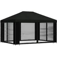 vidaXL Paviljoen met zijwanden, 4 x 3 meter, zwart, polyester en staal