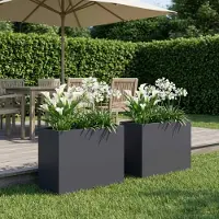 vidaXL Plantenbak 2 st Antraciet 60 x 30 x 40 cm Koudgewalst staal