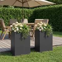vidaXL Plantenbak 2 st Zwart 50 x 30 x 75 cm Koudgewalst staal
