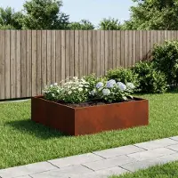 vidaXL Plantenbak Roestkleurig 80 x 80 x 30 cm weervast staal