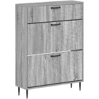 vidaXL Schoenenkast HAARLEM 78 x 24 x 103 cm Bewerkt hout Grijs Sonoma