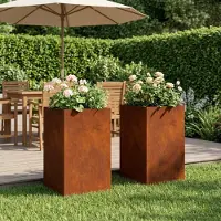vidaXL Plantenbak 2 st Roestkleurig 30 x 30 x 50 cm weervast staal
