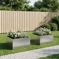 vidaXL Plantenbak 2 st zilver 100 x 100 x 40 cm Gegalvaniseerd staal