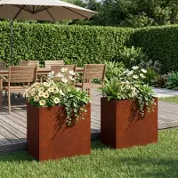 vidaXL Plantenbak 2 st Roestkleurig 50 x 30 x 50 cm weervast staal