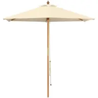 vidaXL Tuinparasol Ø 270 x 248 cm massief eucalyptushout Crèmewit