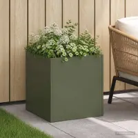 vidaXL Plantenbak Olijfgroen 20 x 20 x 20 cm Koudgewalst staal