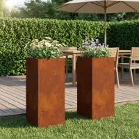 vidaXL Plantenbak 2 st Roestkleurig 20 x 20 x 50 cm weervast staal