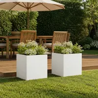 vidaXL Plantenbak 2 st Wit 45 x 45 x 45 cm Koudgewalst staal