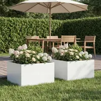vidaXL Plantenbak 2 st Wit 40 x 40 x 30 cm Koudgewalst staal