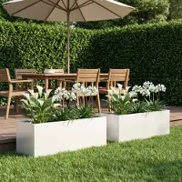 vidaXL Plantenbak 2 st Wit 80 x 30 x 30 cm Koudgewalst staal