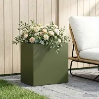 vidaXL Plantenbak Olijfgroen 50 x 30 x 50 cm Koudgewalst staal