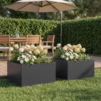 vidaXL Plantenbak 2 st Zwart 40 x 40 x 30 cm Koudgewalst staal