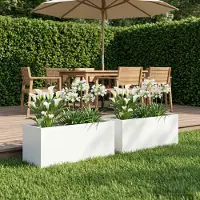 vidaXL Plantenbak 2 st Wit 40 x 20 x 20 cm Koudgewalst staal