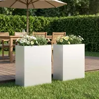 vidaXL Plantenbak 2 st Wit 40 x 20 x 50 cm Koudgewalst staal