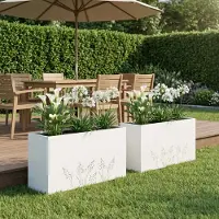 vidaXL Plantenbak 2 st Wit 100 x 20 x 49 cm Koudgewalst staal