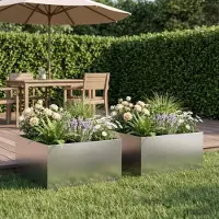 vidaXL Plantenbak 2 st zilver 40 x 40 x 30 cm Roestvrij staal