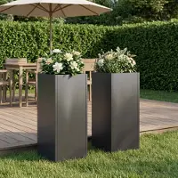 vidaXL Plantenbak 2 st Zwart 20 x 20 x 40 cm Koudgewalst staal