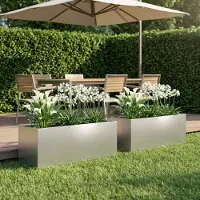 vidaXL Plantenbak 2 st zilver 80 x 30 x 30 cm Gegalvaniseerd staal