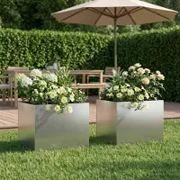 vidaXL Plantenbak 2 st zilver 40 x 30 x 30 cm Roestvrij staal