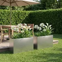 vidaXL Plantenbak 2 st zilver 80 x 30 x 50 cm Roestvrij staal