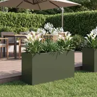 vidaXL Plantenbak Olijfgroen 80 x 30 x 40 cm Koudgewalst staal