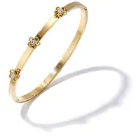 Yehwang Bangle met bloemdetail en rhinestone - Goudkleur