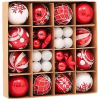 Famanu – 42 stuks kerstballen, 3 & 6 cm, rode kerstbal, feestelijke ornamenten, onbreekbaar, herbruikbaar en draagbaar, voor decoratie kerstboom