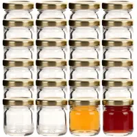 Famanu – set van 24 mini inmaakpotten 40 ml met goud-schroefdeksel voorraadpotten