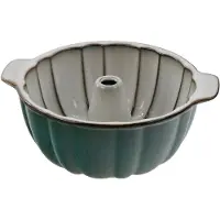MPLCo - Tulband Bakvorm - Bakvorm - Cakevorm met Middenbuis - Oven, Magnetron & Vaatwasserbestendig - Ø28 x 8.5 cm - Groen & Grijs