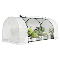 Outsunny Mini kas-PE, staal-200L x 100B x 80H cm-Wit