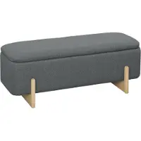 HOMCOM Opberg Ottomaan Polyester, Beukenhout 111L x 44B x 44,5H cm Donkergrijs