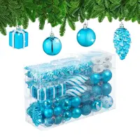 Famanu – Set van 72 kerstballen, glinsterend, matte en glanzende kunststof kerstboomballen in petrolkleur
