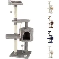 Markenlos – Krabpaal voor katten, hoekige klimmende boomkat van 112 cm, grijs, voor spel en krabben