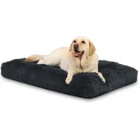 Markenlos – Hondenkussen voor grote en middelgrote honden, hondenbed voor binnen, 90 x 60 cm, zacht en pluizig pluche, antislipbodem, machinewasbaar, donkergrijs