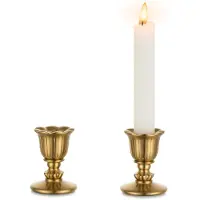 Famanu – Vintage kaarsenhouder in brons voor kandelaar, set van 2 rustieke gouden kaarsenstokken voor retro decoratie op de eettafel