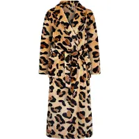 Gaubert Dames Badjas Extra Lang met Sjaalkraag en Ceintuur - Ochtendjas - Superzacht Coral Fleece - Dames - Panterprint Groot - Maat S/M - 8213