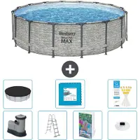 Bestway Steel Pro MAX, ronde opblaasbare zwembad - 488x122 cm - 6-delig, model S674