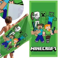 Sarcia.eu Minecraft Groene, SNELDROGEND Strandlaken, badlaken VOOR JONGENS, microvezel 70x140 cm OEKO-TEX