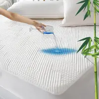 Famanu – Matrasbeschermer topper 160x200 cm, waterdichte matrastopper van bamboe, geschikt voor matrassen tot 40 cm hoog