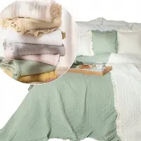 Markizeta Decoratieve spread met ruches, saliegroen, 170x210 cm